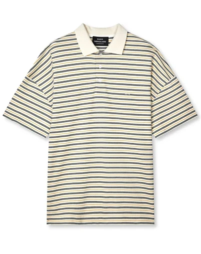 Mads Nørgaard - Light Terry Polo T-Shirt - Vanilla Ice/Sky Captain/Zinnia
